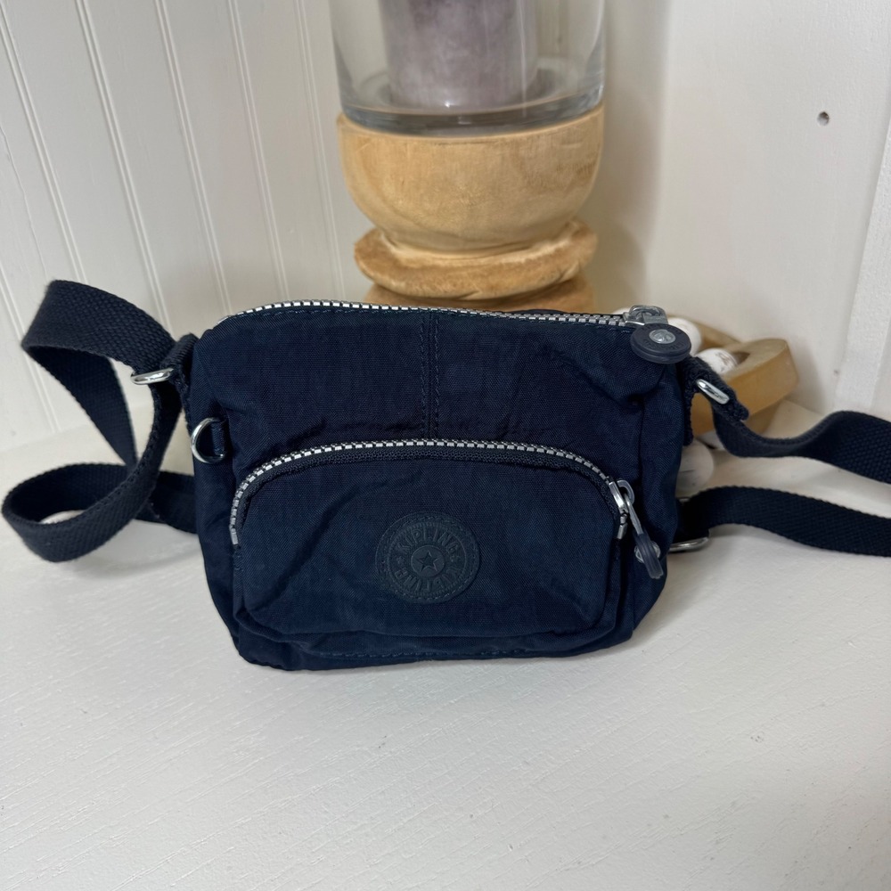 Kipling Small Crossbody Bag Navy Blue Nylon Mini Shoulder Messenger Bag